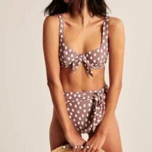 Abercrombie & Fitch High Waist Brown Polka Dot Bikini Top & Bottom